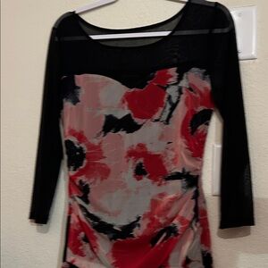INC International Concepts Black and Red Floral Top